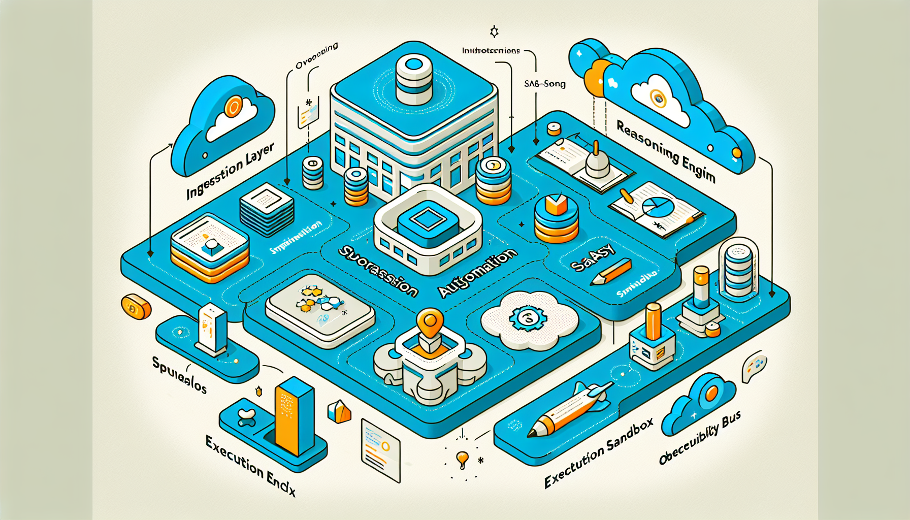 An infographic that visually represents the core components of a Micro-SaaS automation architecture.