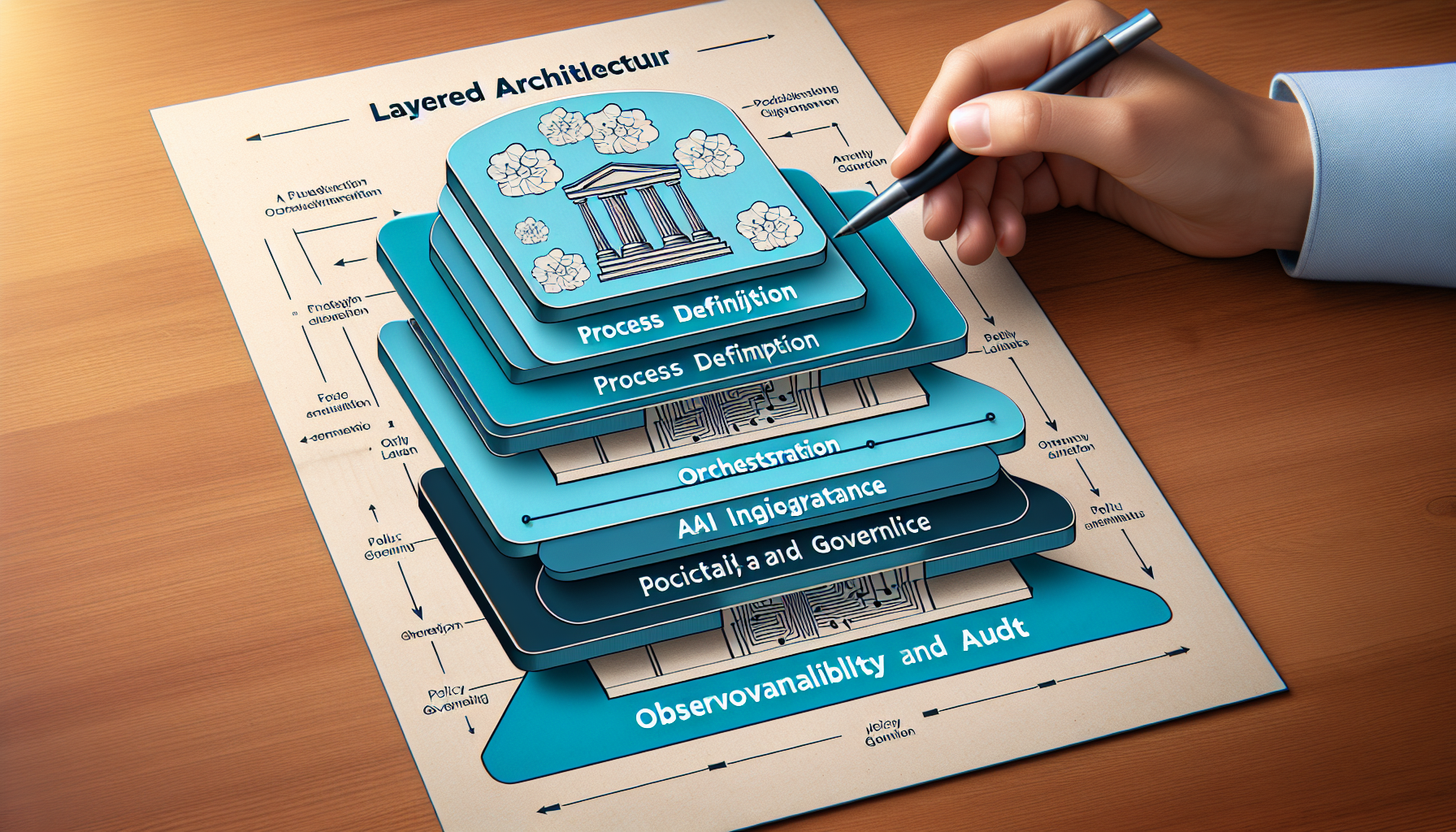A diagram of the five core layers of a production AI workflow system.