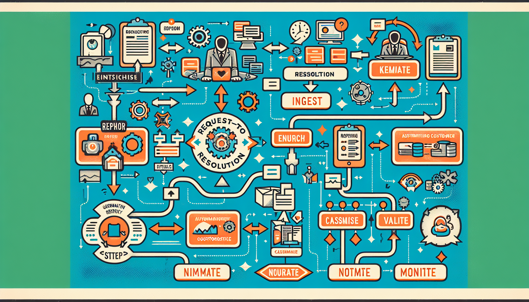A flowchart of the Request-to-Resolution workflow for customer support.