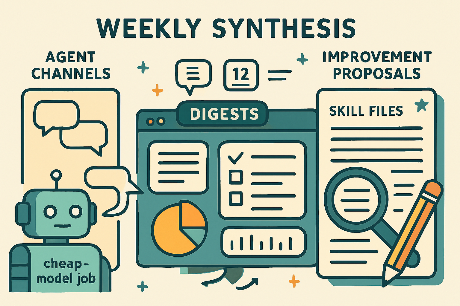 A visual depiction of the weekly synthesis process and its components.