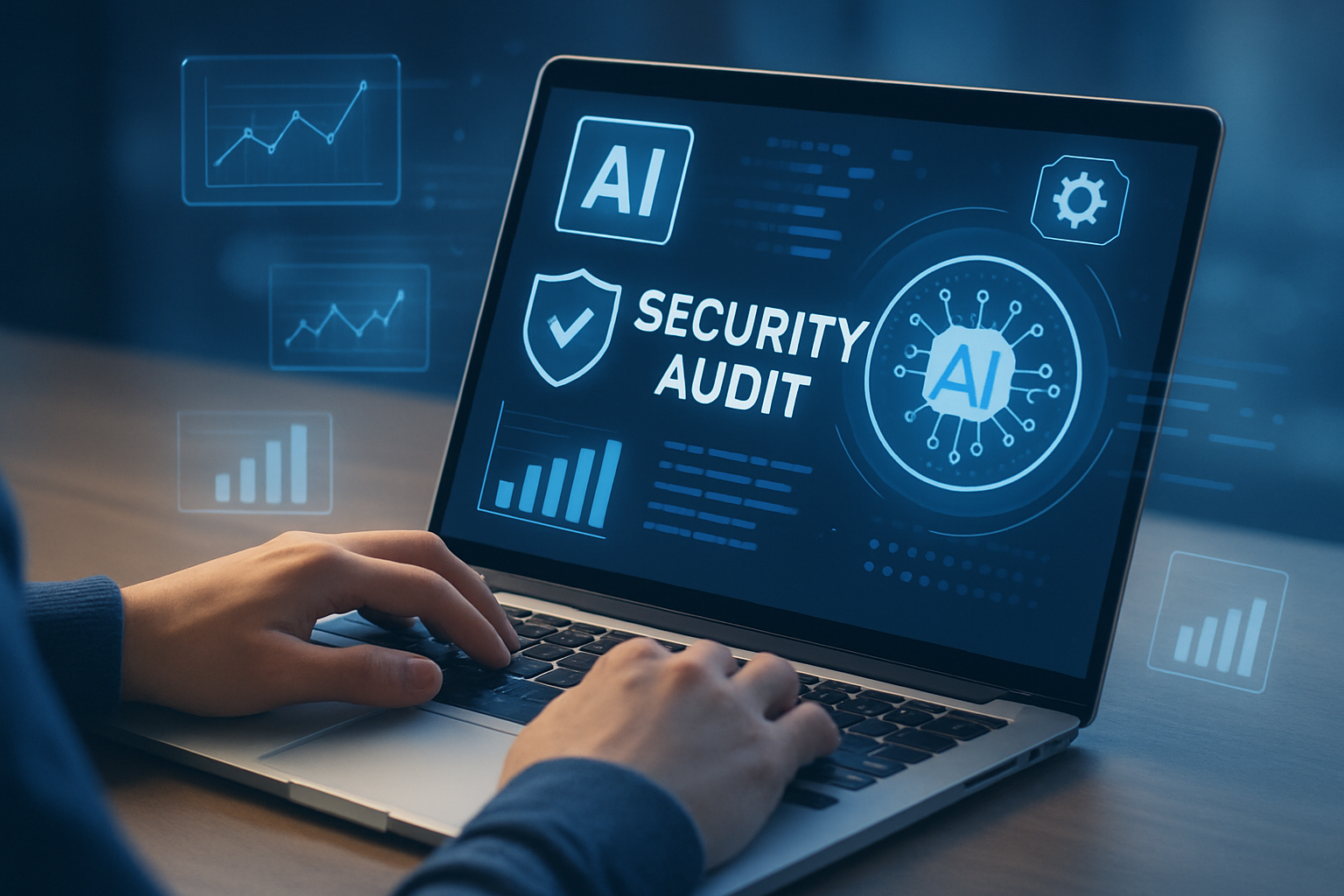A person conducting a security audit with AI tools.